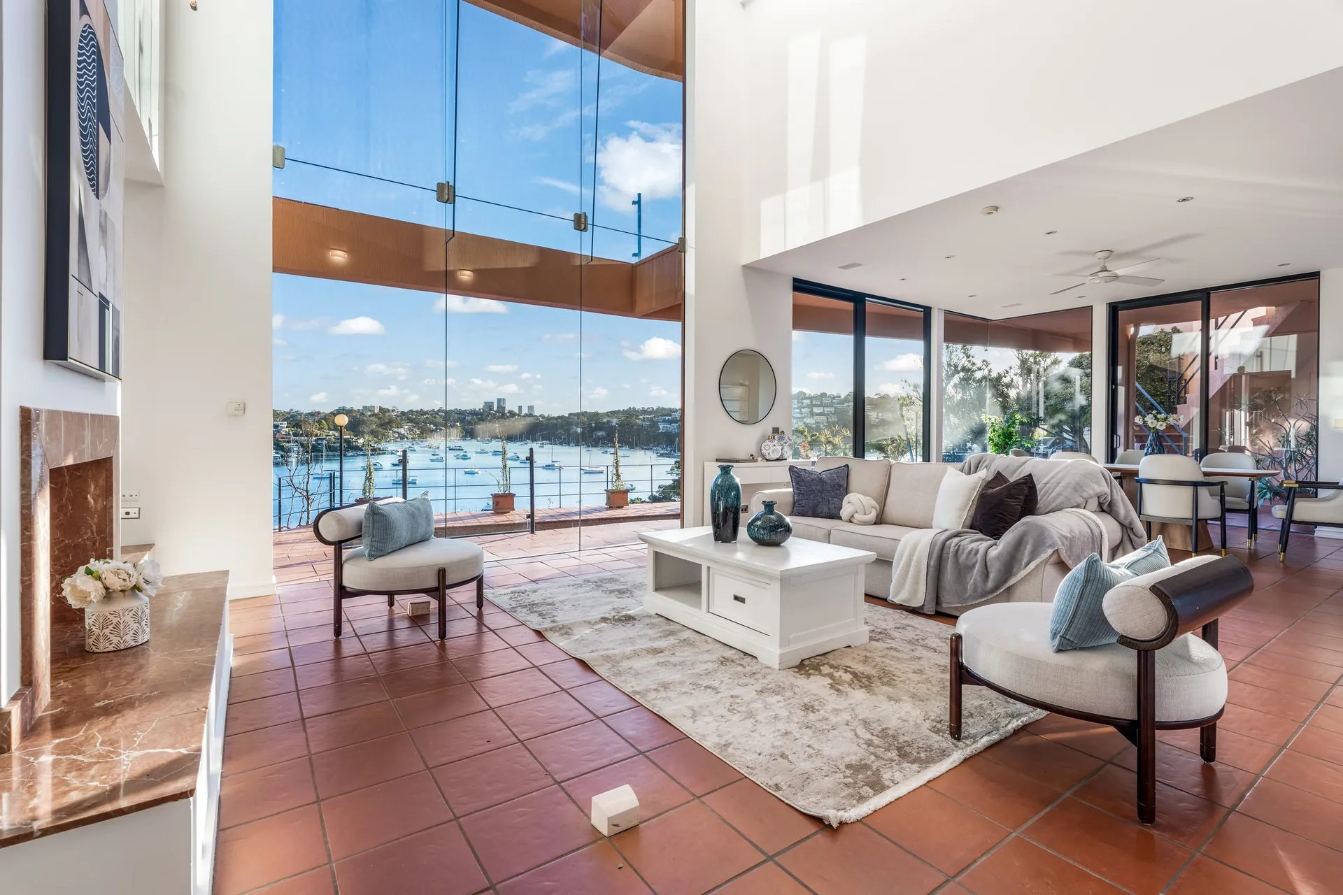Mosman living room overlooking the harbour