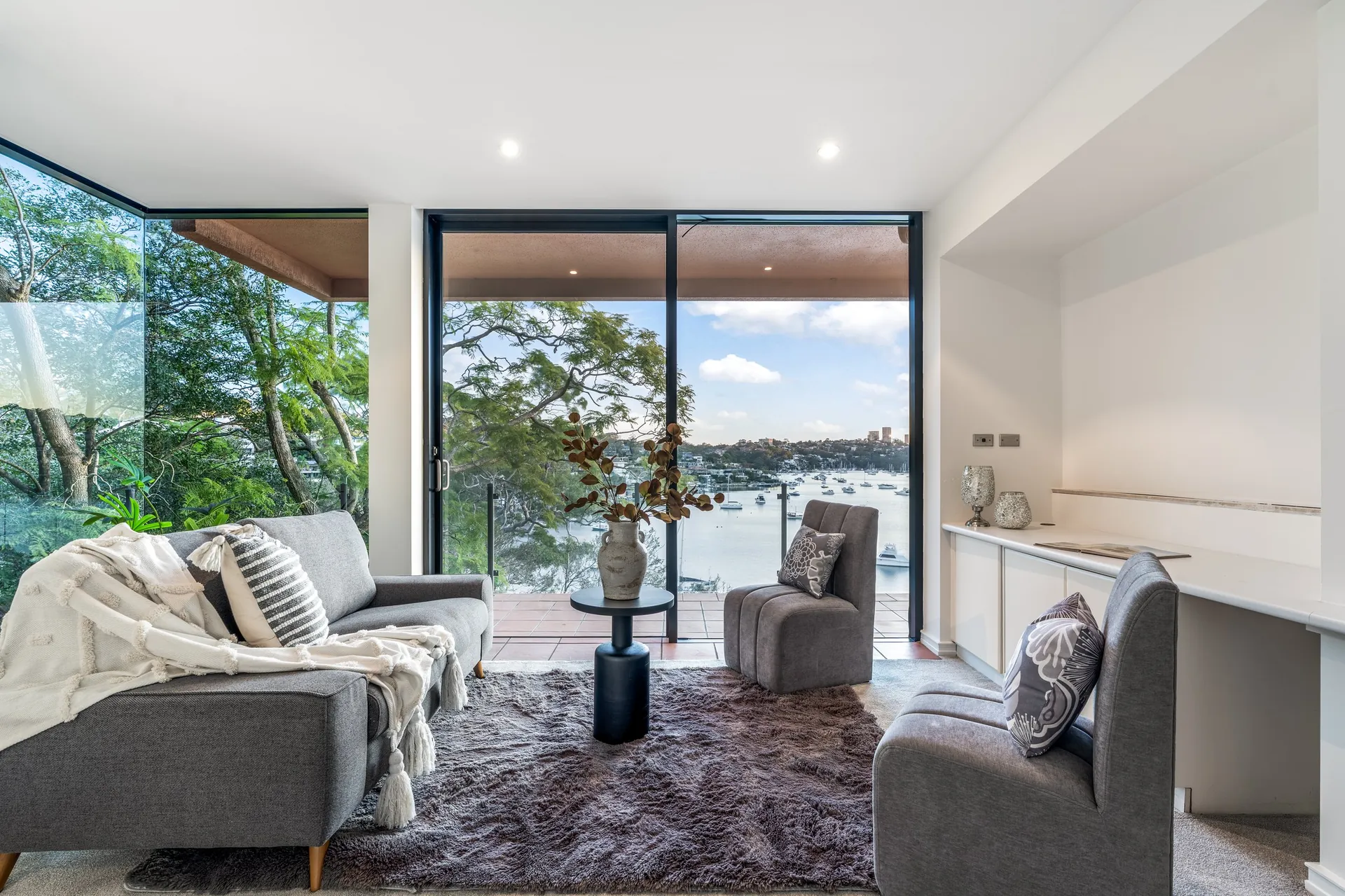 Mosman lounge with harbour outlook